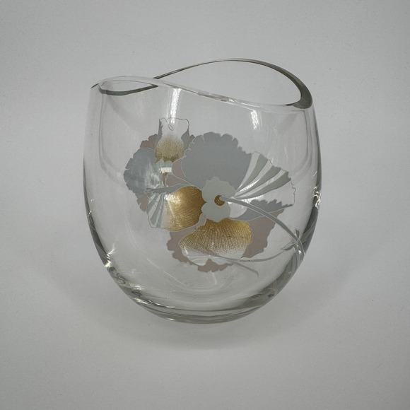 Rosenthal Other - Rosenthal Glass Studio Line Pan Tao Vase 1980s Vintage Floral Metallic Motif